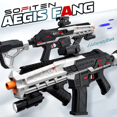 SOFITEN Aegis Series Automatic Toy Gun with Adjustable Scope, Electric Toy Sniper Rifle Foam Dart Blaster with Vest, Flashlight, Grip, Indoor Outdoor Shooting Games Gifts for Boys, Adults Birthday Christmas #TikTokShopFallDealsForYou