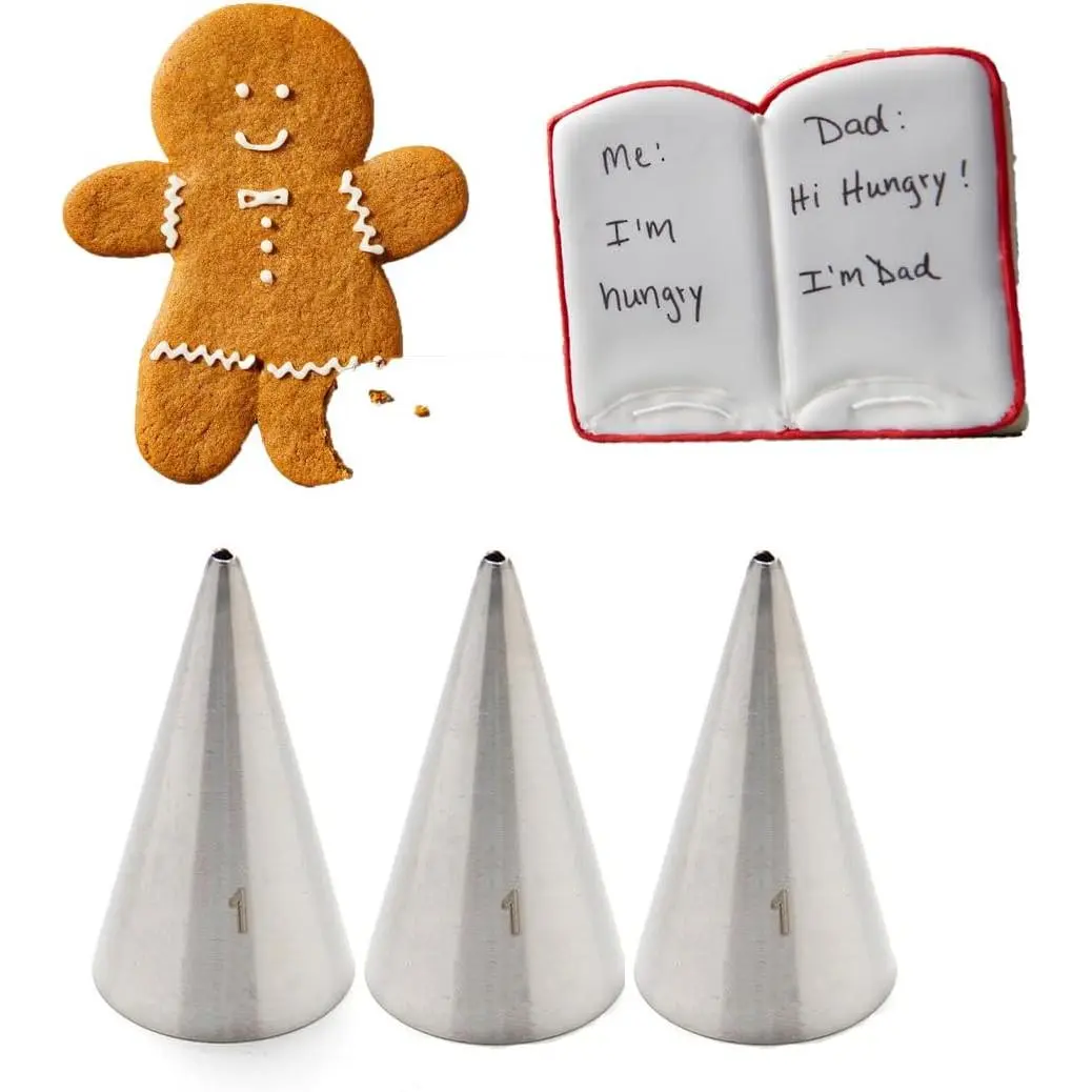 Sturdy Stainless Steel Round Piping Tips - #1 Precision Writing Tool for Fine Details, 3-Count Office Stationery Binder Accessory