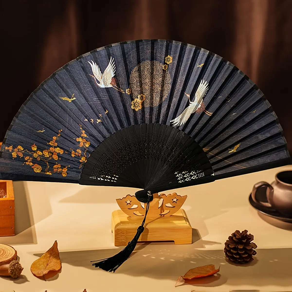 Vintage Bamboo Folding Fan, Flower Design, 1/2/3 Counts Traditional Chinese Hanfu Dance Accessories, Portable Fan, Decorative Gift for Graduation Season, Decoration Items, Hand Fan, Decoration