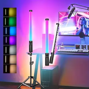 RGB Video Light Stick Wand Photography Lighting Party 360 Full Colorful LED Lamp Fill Light Handheld Flash Speedlight With Tripod Stand For Yotube Tiktok Video Shooting Live Streaming