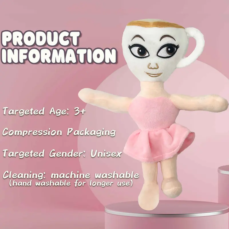 Tung Tung Sahur cappuccino plush doll - expressive eyes, soft polyester fabric for home decoration and gifts, playable design Perfect gift for boys and girls on birthdays or holidays such as Christmas and  Huggable Stuffed Animal Kawaii Stuffed Animals