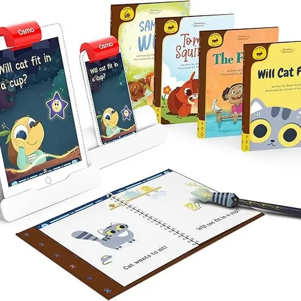 Osmo - Reading Adventure - Beginning to Read Kit for iPad & iPhone + Access to 4 More Books - Ages 5-7 - Builds Reading Proficiency, Phonics, Comprehension & Sight Words Base Included US ONLY