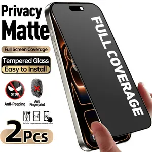 2pcs Matte Privacy Screen Protector For iPhone 17 Air/17 Pro Max/17 Pro/17/16E/16/15/14/13/12/11/Pro/Pro Max/Plus/13 Mini/12 Mini,Full Screen Coverage,Anti-Glare,Anti-Fingerprint,Anti-Spy,Anti-Scratch,Upgraded Edge Protection