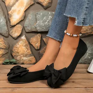 Trendy Women's Bow Accent Slip On Flats Spring Fall Season Comfortable Casual Shoes for Everyday Wear Brunch Shopping Errands Stylish Look