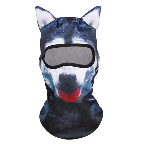 Adult 3D Cat Ear Animal Print Polyester Balaclava - Cool Costume Mask, 1-Size Lightweight Wind-Dust Shield Headwear for Skiing, Party, Cosplay