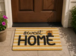 Simply Home Warm Welcome Decorative Doormat – Mustard Yellow 16x24 Inch Anti-Slip Durable Stylish Entryway Mat