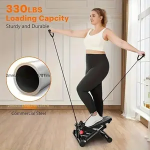 Mini Stair Stepper with Resistance Bands - Portable Under Desk Workout Step Machine - 300 lbs Weight Capacity twist