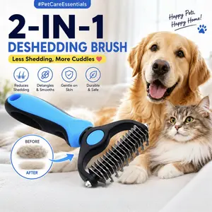 Pain-Free Dematting Undercoat Rake for Pets, Double-Sided Shedding Brush, Effective Tangles Remover Tool for Dogs & cat comb  , Reduces Loose Hair & Mats Easily  Summervibers