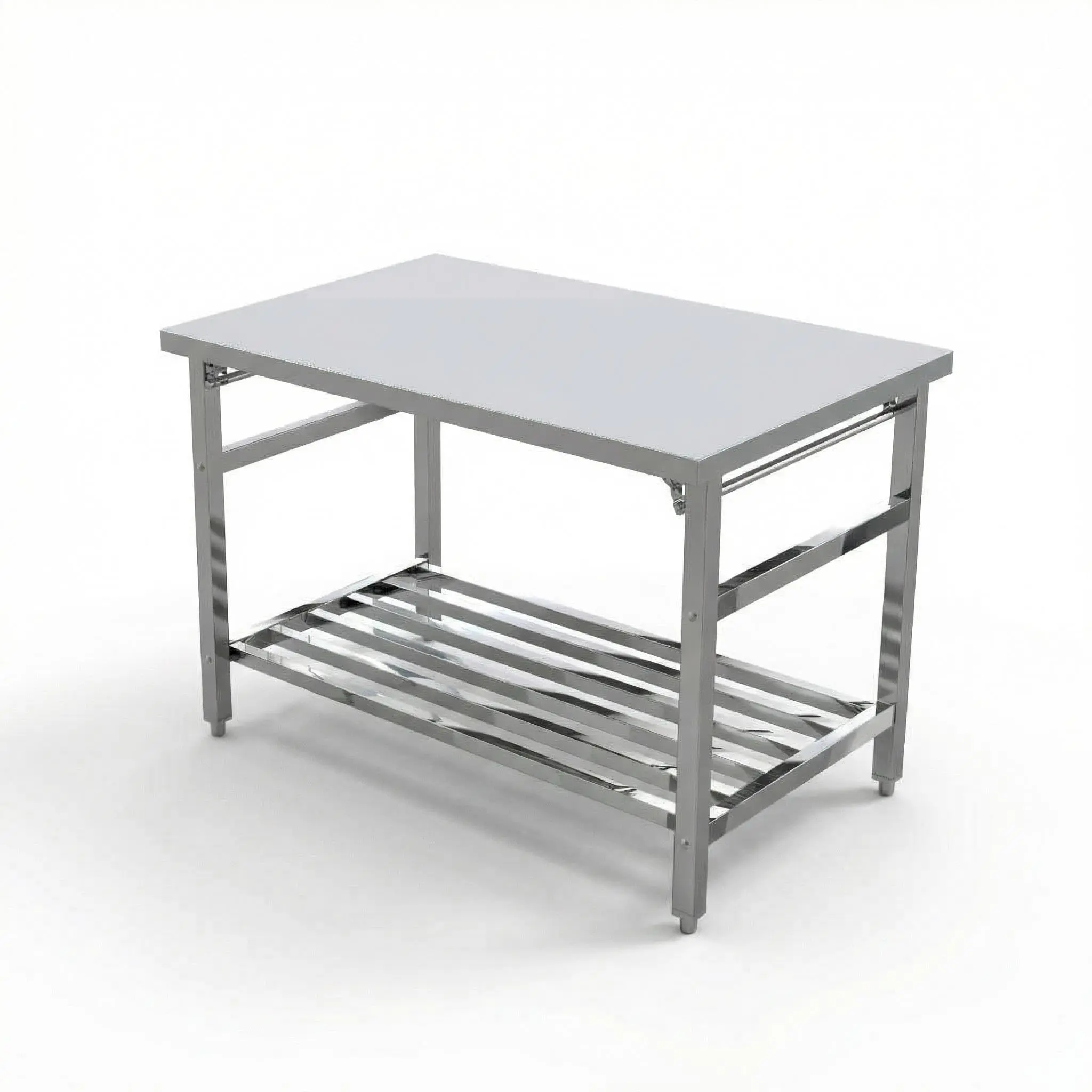 Garvee NSF stainless steel folding table, 122 x 76 cm, sturdy commercial prep table for kitchen, restaurant, and home, 227 kg capacity with adjustable undershelf, easy to assemble