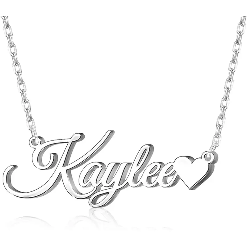 Personalized Name Necklace for Women, Sterling Silver Heart-Shaped Pendant with Dainty Necklace Chain, Thoughtful Christmas Gift, Engraved