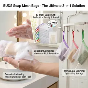 Upgrade Your Shower Routine 10PK Exfoliating Soap Savers | Comfortable Body Scrub Mesh Bags | Aesthetic Guest Favors & Travel Essentials