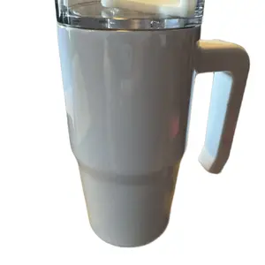 30oz customizable tumbler with side handle. Drinkware