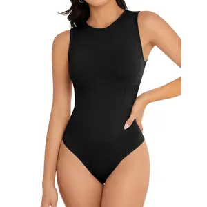 Seamless Shapewear Bodysuit for Women, Crew Neck Halter Brief with Built-in Bra, Tummy Control Body Shaper