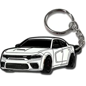 Dodge Charger Metal Keychain, Official Licensed SRT Car Accessories Style, Cool Key Fob Gift for Men, Automotive Everyday Carry
