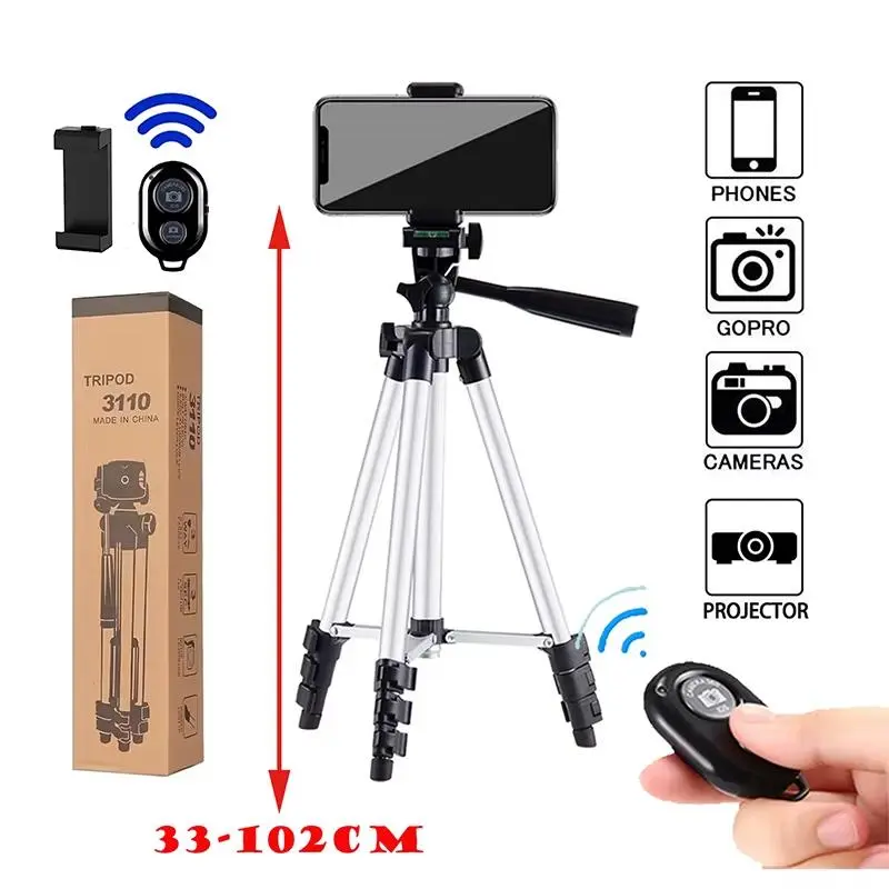 AILEHKUO Lightweight Adjustable Mobile Camera Tripod - Stabilizer with Detachable Phone Holder, Gesture Control, AI Face Tracking, Includes Remote, Multi-Use Selfie Harness for iPhone, Android Video Photography