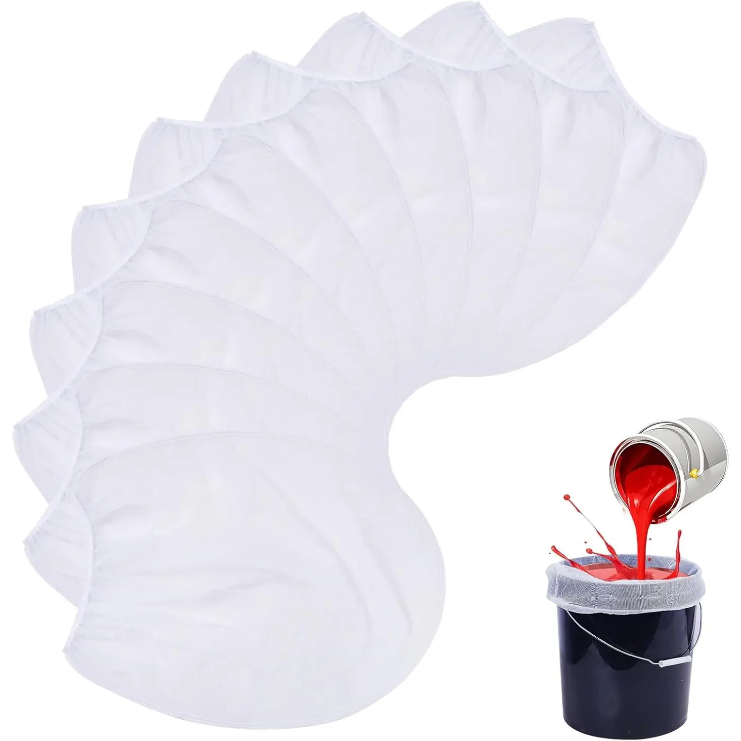 10 count  Strainer Bags 1 Gallon-  Nylon  Filter with Elastic Top, Fine White Mesh for Smooth Painting & Gardening, Disposable Strainer for  Bucket & Hydroponics