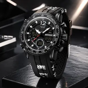 Premium Men's Dual Display Watch Multifunctional Digital Quartz Wristwatch Fashion Business & Sports Timepiece Waterproof with Alarm Tactical Athletic Gear Stylish Everyday Wear Perfect Gift for Him High Quality Accessories