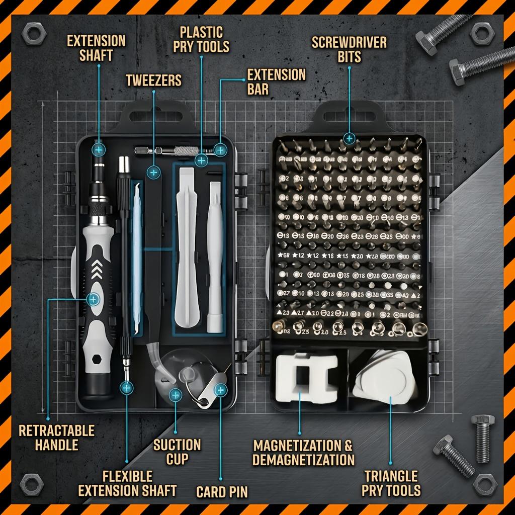 117in 1 Or 132in 1 Precision Screwdriver Set, Small Screwdriver Set And Magnetic Repair Tool Kit with Torx Triwing Bits, Multi Screwdriver, Multi Bit Screw Driver, Bit Driver, Phillips Screwdriver And Flathead Screwdrivers for Electronics