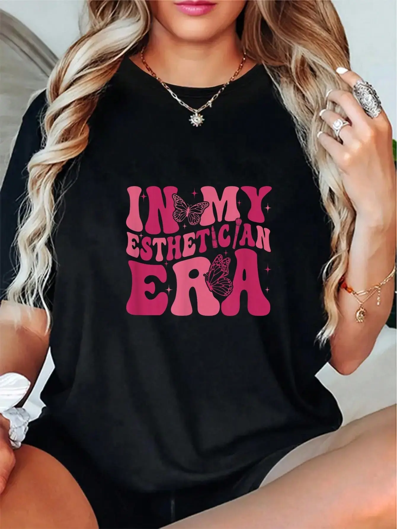 100% Cotton In My Esthetician Era Groovy Funny Beautician Makeup Artist T-Shirt