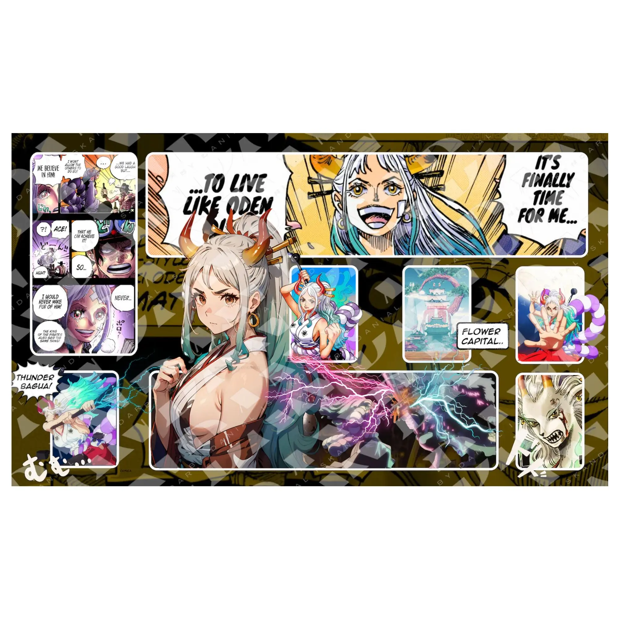 Yamato (Wano) Playmat Gaming Desk mat, TCG Card Game Playmat, Games Mousepad
