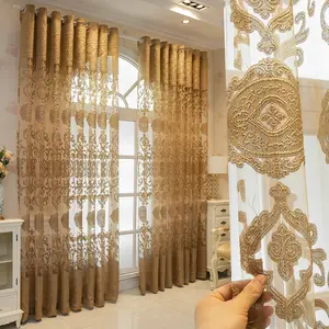 2Panels vintage  jacquard transparent curtains with grommet hanging, suitable for windows in living room bedroom balcony home decorationHome Decoration