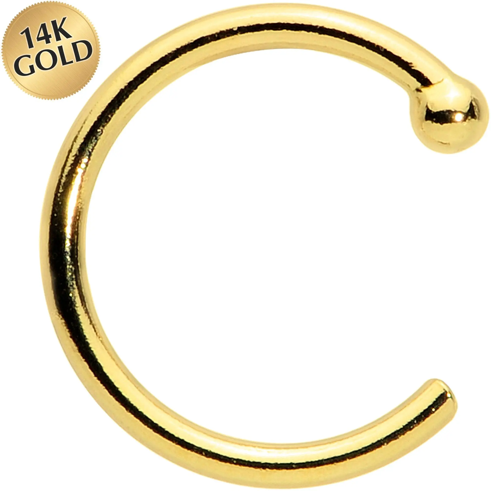 Body Candy 20 Gauge 1/4 14kt Solid Yellow Gold Nose Hoop