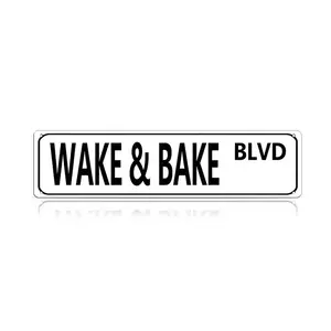 Wake & Bake Blvd Metal Tin Sign (16 x 4 Inch) – Funny Vintage Weed Marijuana Wall Art Decor, Slim Street Sign for Home Bar Cafe Garage Indoor/Outdoor, Humorous Gift for Mother’s Day, Father’s Day, Graduation, 4th of July, Vintage Metal Tin Sign