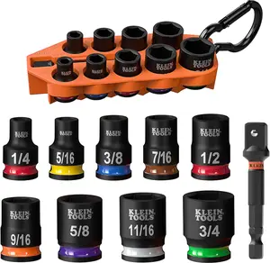 33809 Grab-And-Go Impact Socket Set, SAE, 10-Piece Set with Sleeve, Carabiner, and 3/8-Inch Drive