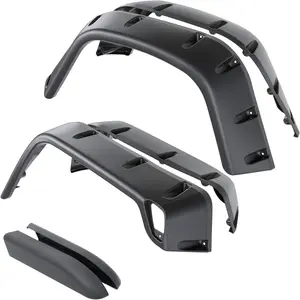 7'' Wide Wheel Fender Flare Compatible with 1997-2006 Jeep Wrangler TJ 2004-2006 Wrangler Un LJ Pocket Extended Pocket-Riveted Style (6PCS), Black-TK