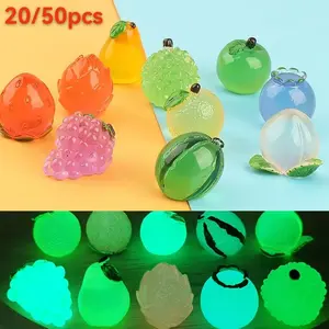 New Cute Realistic Fruit Micro Landscape DIY Night Light Decor, Home Decor Light, Glow-In-The-Dark Watermelon Strawberry Grape Resin Craft, Creative Small Ornament