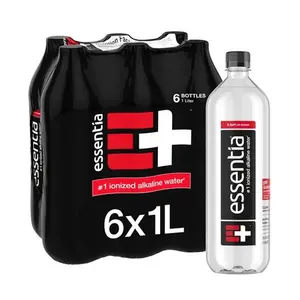 Essentia Bottled Water 1 Liter, Ionized Alkaline Water, 6 Pack