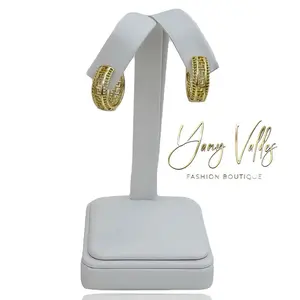 Hoops Earrings - Elegant Gold-Tone with Intricate Design for Everyday Wear, Perfect for Any Occasion