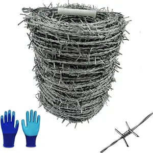 Barbed wire fence 328 ft 4 point 18 gauge16mm barb wire roll strong and flexible for crafts yard garden and critter deterrent