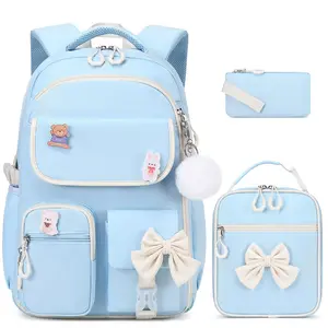 SIMILOVE 3/4PCS Backpack for School, Cute Waterproof Trendy Bow-Adorned School Backpack with Matching Lunch Bag & Pencil Case Set – Back to School Gift for Kids & Teens dealsforyou