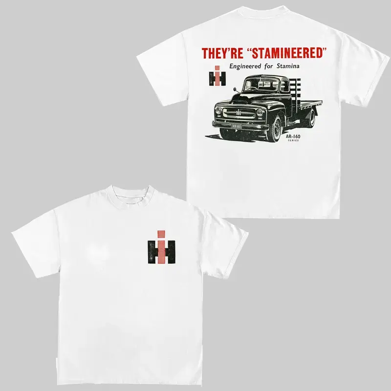 International Harvester T-Shirt – They're Stamineered AR-160 Truck Graphic Tee, Premium White Cotton Vintage Workwear Apparel, Gift for Truckers & Farm Enthusiasts, Menswear Top Streetwear Casual