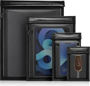 4 Pack Faraday Bags for Phones,RFID Key Fob Blocker Pounch Fireproof  EMP Proof Go Dark Bag for Cell Phone Block Signal and Anti-