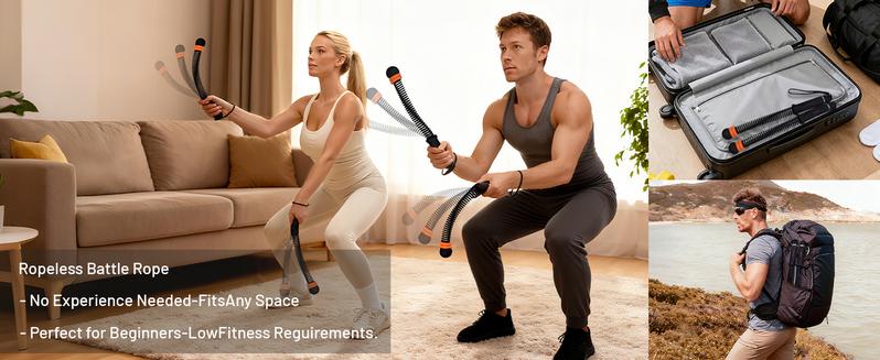 FINDAMAZE Cordless Battle Ropes for Home Gym - Cordless Training Rope Fitness Equipment for Men & Women, Weighted Workout Ropes for HIIT, No-Jump Full-Body Exercise, Ideal for Fitness Enthusiasts Workout Equipment Training Equipment & Festival Gift FINDAMAZE Cordless Battle Ropes for Home Gym - Cordless Training Rope Fitness Equipment for Men & Women, Weighted Workout Ropes for HIIT, No-Jump Full-Body Exercise, Ideal for Fitness Enthusiasts Workout Equipment Training Equipment & Festival Gift