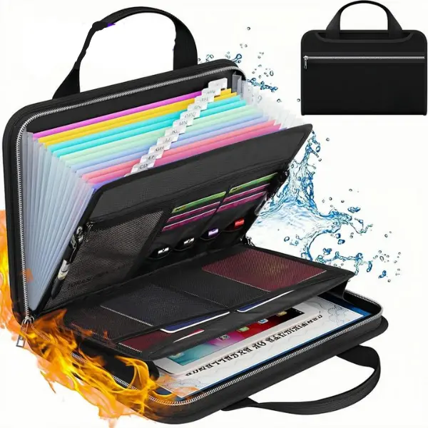 Fireproof File Folder with Handle, Large Capacity A4 File Bag, Test Paper Folder, Data Paper Organizer Storage Bag, Office Stationery & Supplies #TOP PICKS