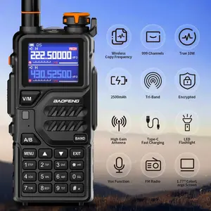 BAOFENG K5 PLUS (1 Pack) Ham Radio Handheld Long Range High Power Walkie Talkies NOAA Weather Receiver 999 Channels Two Way Radio with 2500mAh Battery,USB Charging, 999CH Walkie Talkie Full Kit