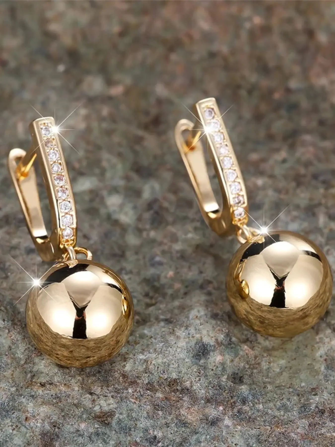 Fashion ball earrings hoop design plain earrings for women & girls party chic gorgeous stylish jewelry gift for her charm female gold color dangle earrings