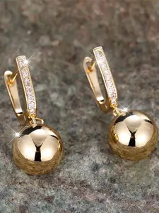 Fashion ball earrings hoop design plain earrings for women & girls party jewelry gift for her charm female gold color dangle earrings