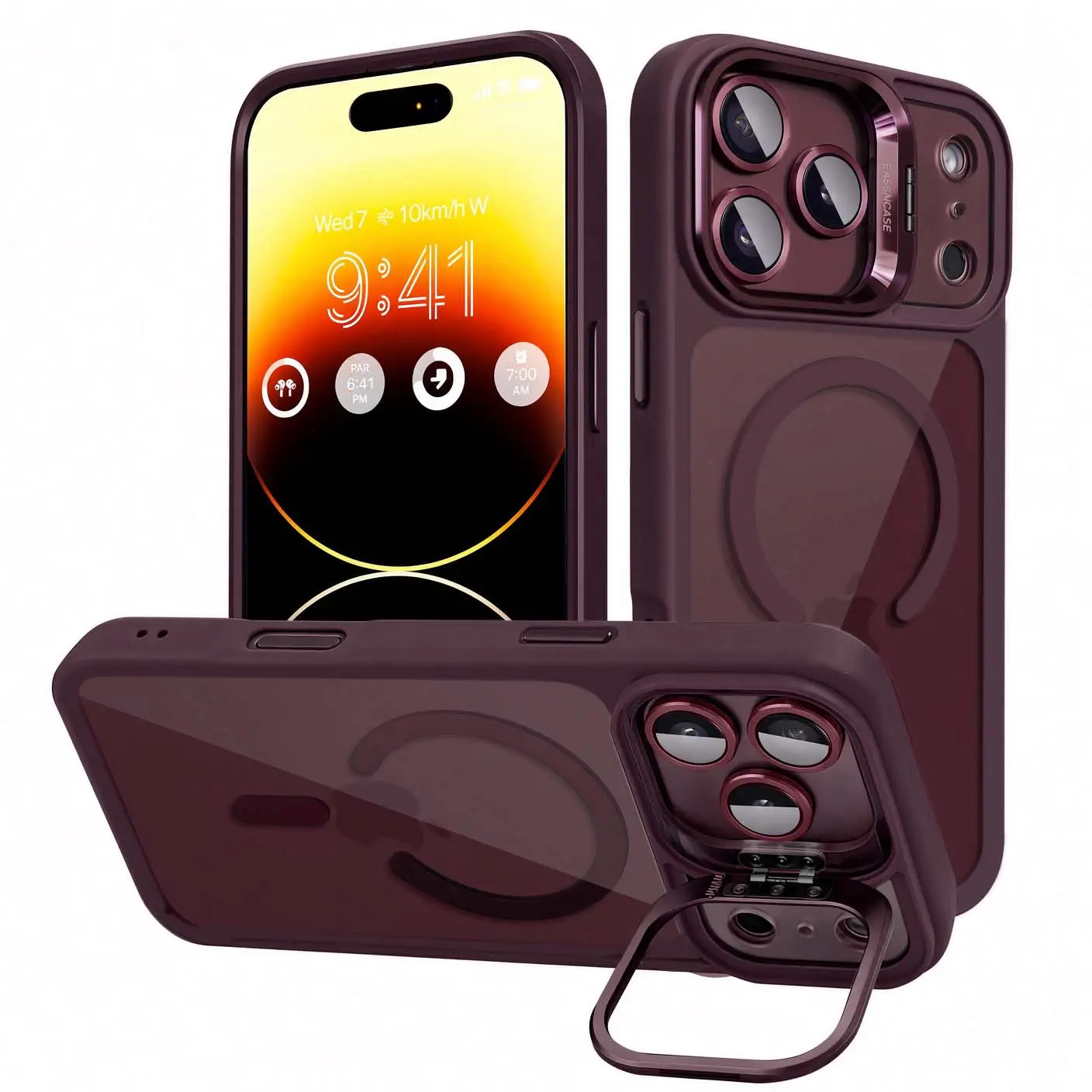 Shockproof Magsafe Phone Case Camera Lens Protectors & Stand for iPhone 18 Pro Max,  Shockproof Phone Cover iphone 12-17