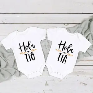 Hola Tio Tia Pregnancy Announcement Baby Bodysuit Jumpsuit Infant Clothing Casual Overalls Pregnancy Gift for New Aunt Uncle