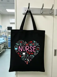 Large-Capacity Shoulder Bag with Nurse Design, Cartoon Medical Patterns, Adjustable Strap, Casual Style, All-Season Crossbody Bag, Handbag Tote Bag, Fashionable Casual Bag