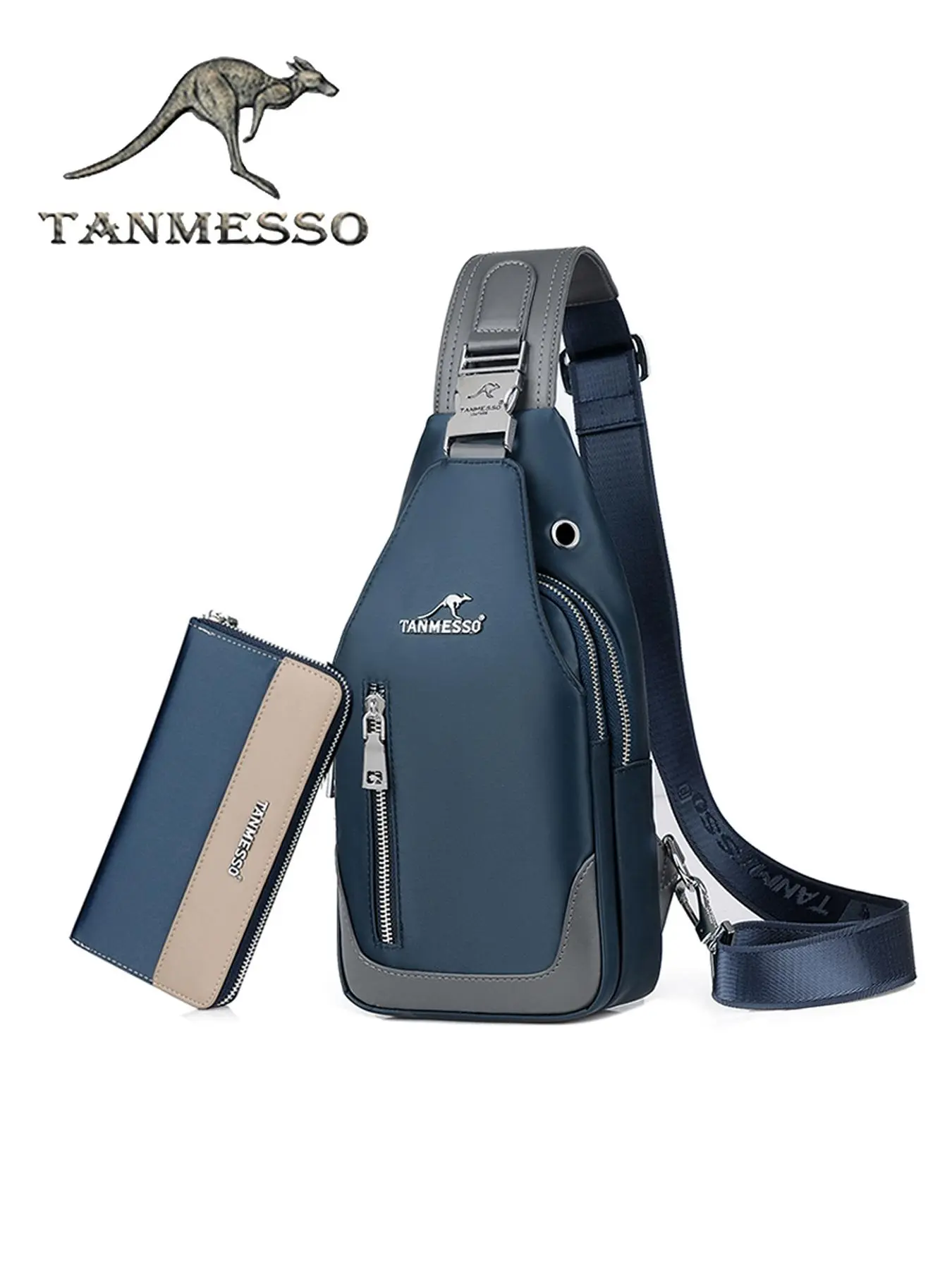 Men's Casual Solid Color Sling Bag with Wallet Set, 1 Count/2 Counts Fashionable Waterproof Chest Bag for Daily Used, Casual Trendy Versatile High-quality Daily Commuting Bag, Waterproof Zipper Belt Bag, Casual Waist Bag, Waist Packs