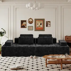 Modular Sectional Sofa Compressed Corduroy Modern Sleep Sofa for Living Room Space-Saving Convertible Design boneless sectional couch on 2-Pack Get 4 Free Pillows couches living room furniture sectional couch