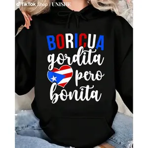 Funny Puerto Rico Hoodie for Women – Boricua Latina Pride Long Sleeve Sweatshirt