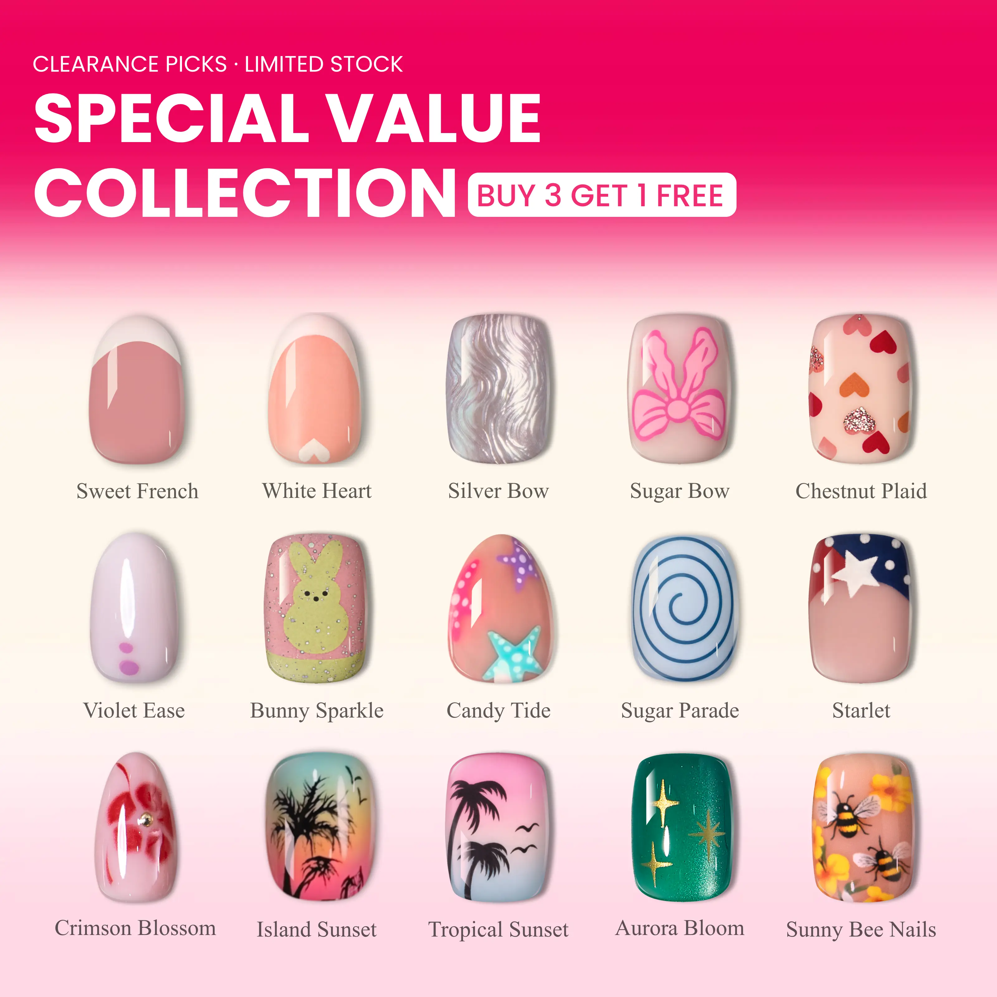CurvLife Special Value Press On Nail Collection – Mix & Match Assorted Style