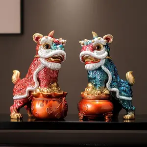 Guochao Lion Dance Crafts Lucky Nafu Transshipment Mascot Ornament Home Entrance Wine Cabinet Bookcase Office, Hotel Showcase checkout page Ornaments Gifts Gorgeous Luxury Simple, Stylish Unique Customization floating