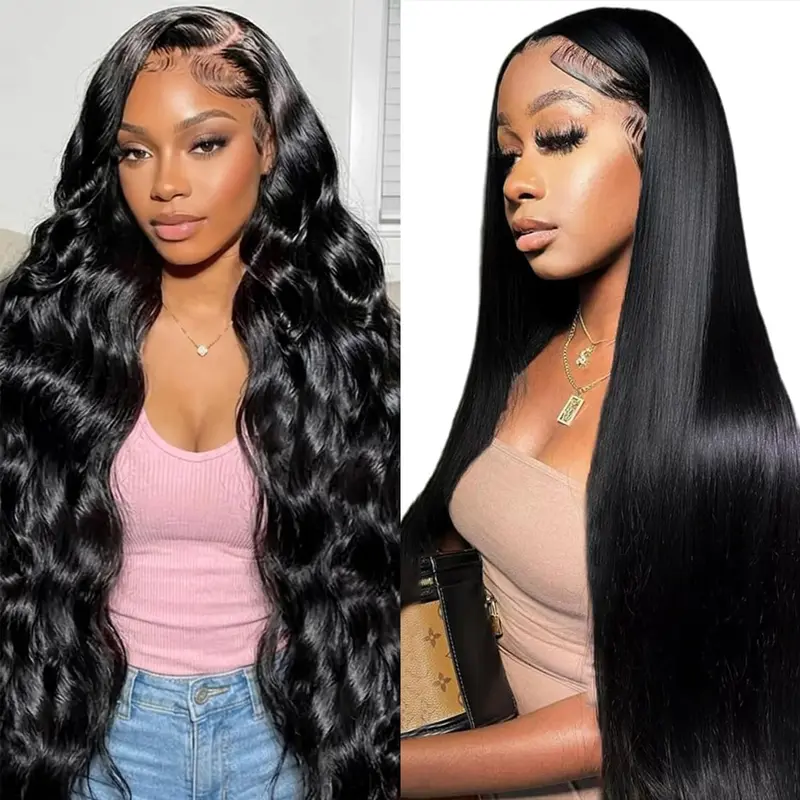 [Buy 1 Get 2 Free Wigs Sale] Thick Hyperrealism 2-Piece 13x4 HD Transparent Lace Front Wigs - Deep Wave & Lace Curly Human Hair, Pre-Plucked, 180% Density